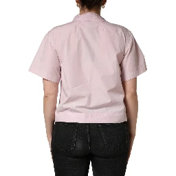 LightPink Cotton Collared Buttoned Blouse  Top