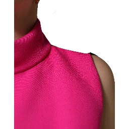 Hot Pink Wool Backless Sleeveless Tank Top