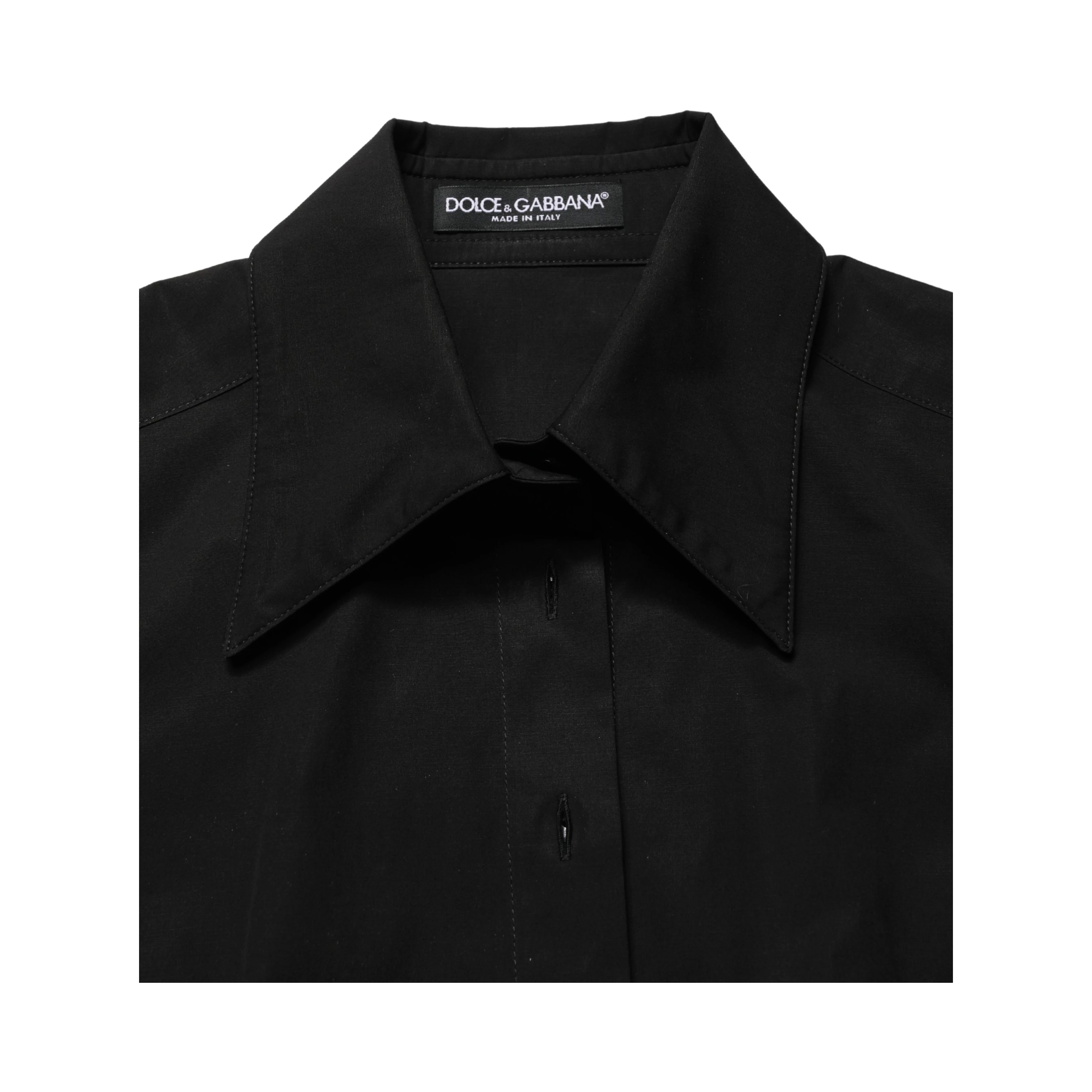 Black Cotton Sleeveless Collared Blouse Top