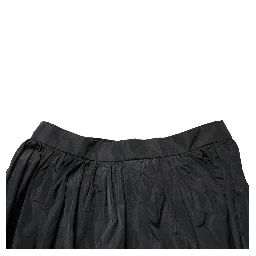 Black High Waist Pleated A-line Long Maxi Women Skirt
