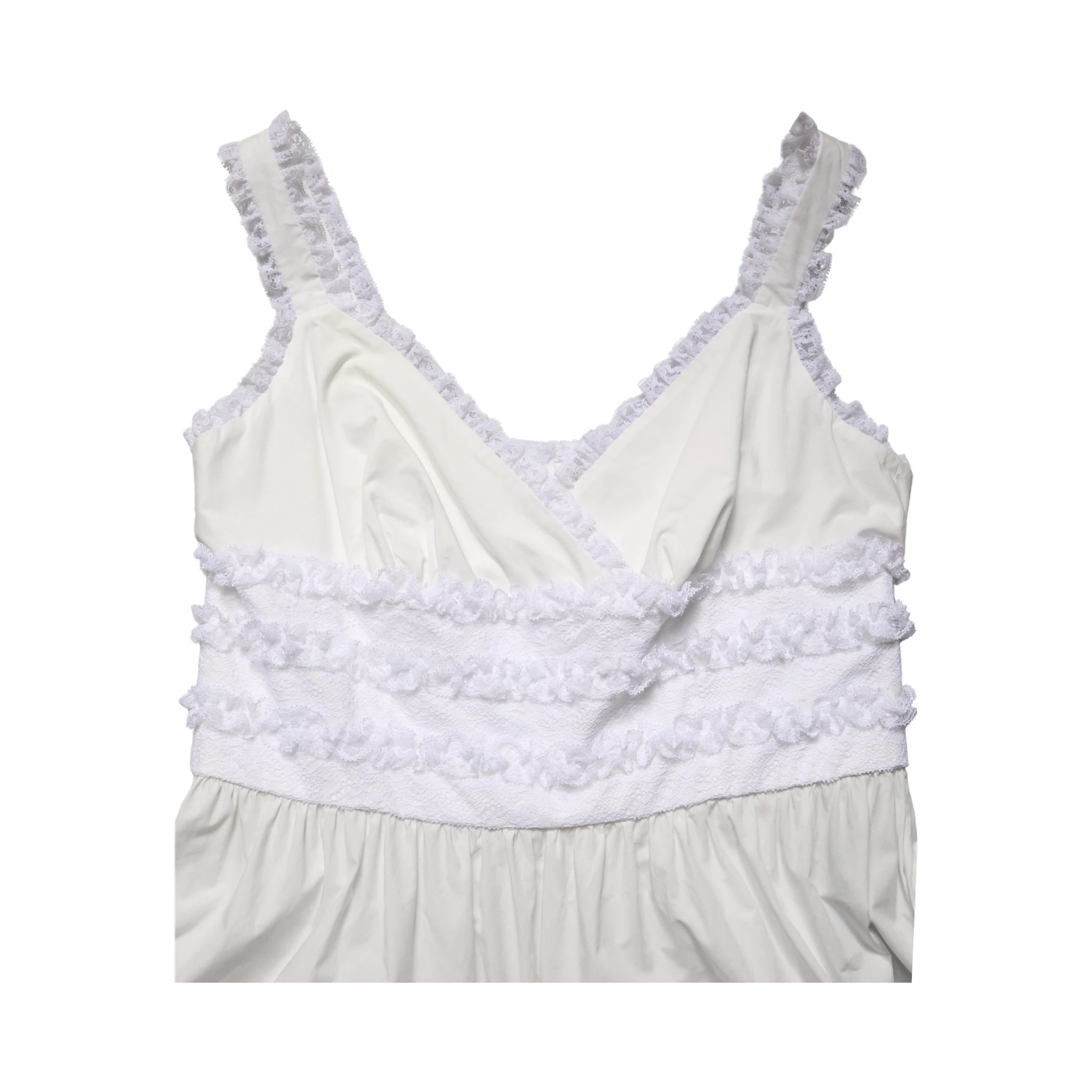 White Cotton Sleeveless Lace Maxi Dress