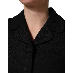 Black Collared Short Sleeves Cropped Blouse Top