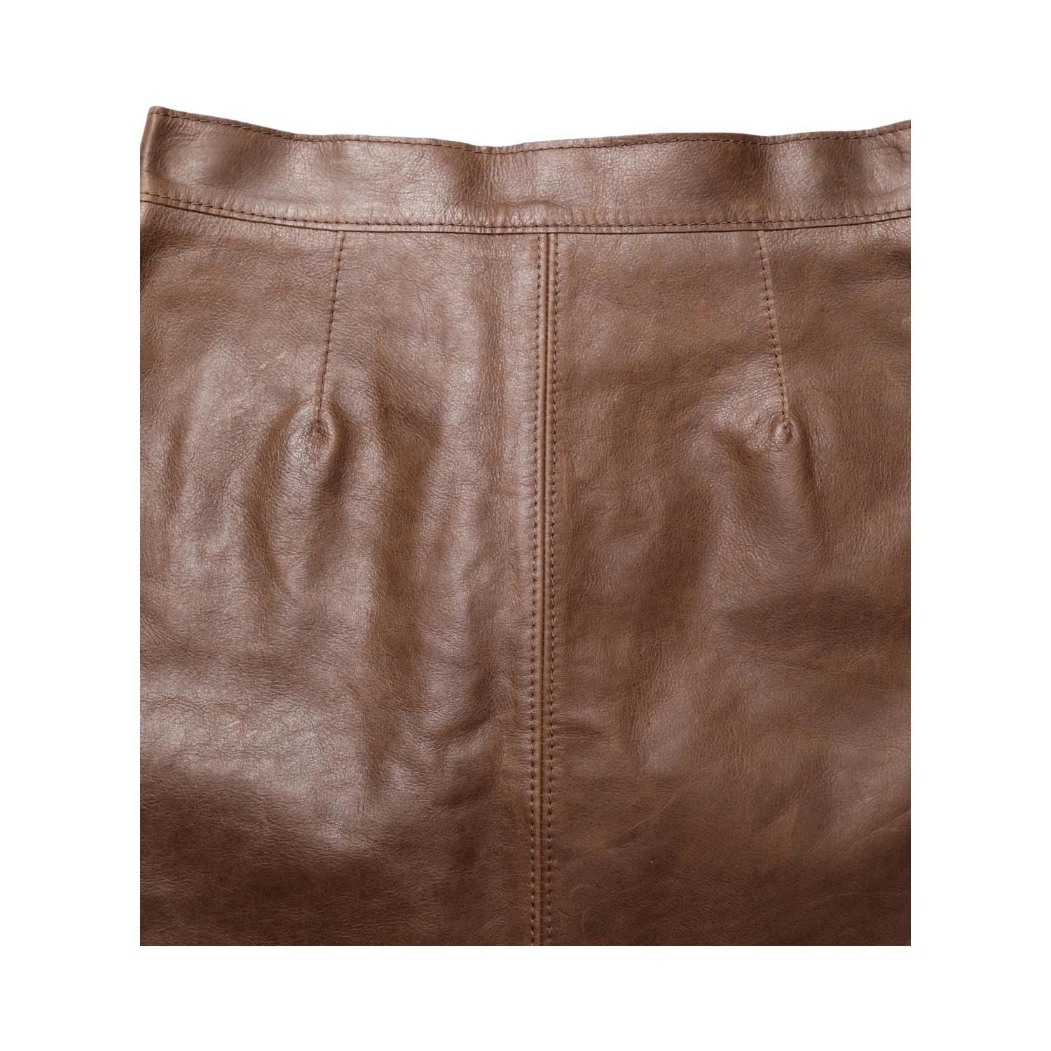 Brown Leather High Waist Bodycon Mini Skirt