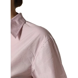 LightPink Cotton Collared Buttoned Blouse  Top