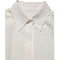 Off White Collared Long Sleeves Blouse Top