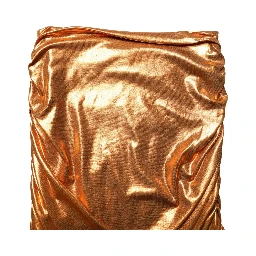 Metallic Orange Ruched Lame Bodycon Mini Skirt