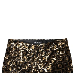Gold Leopard Sequined Straight Trouser Pants