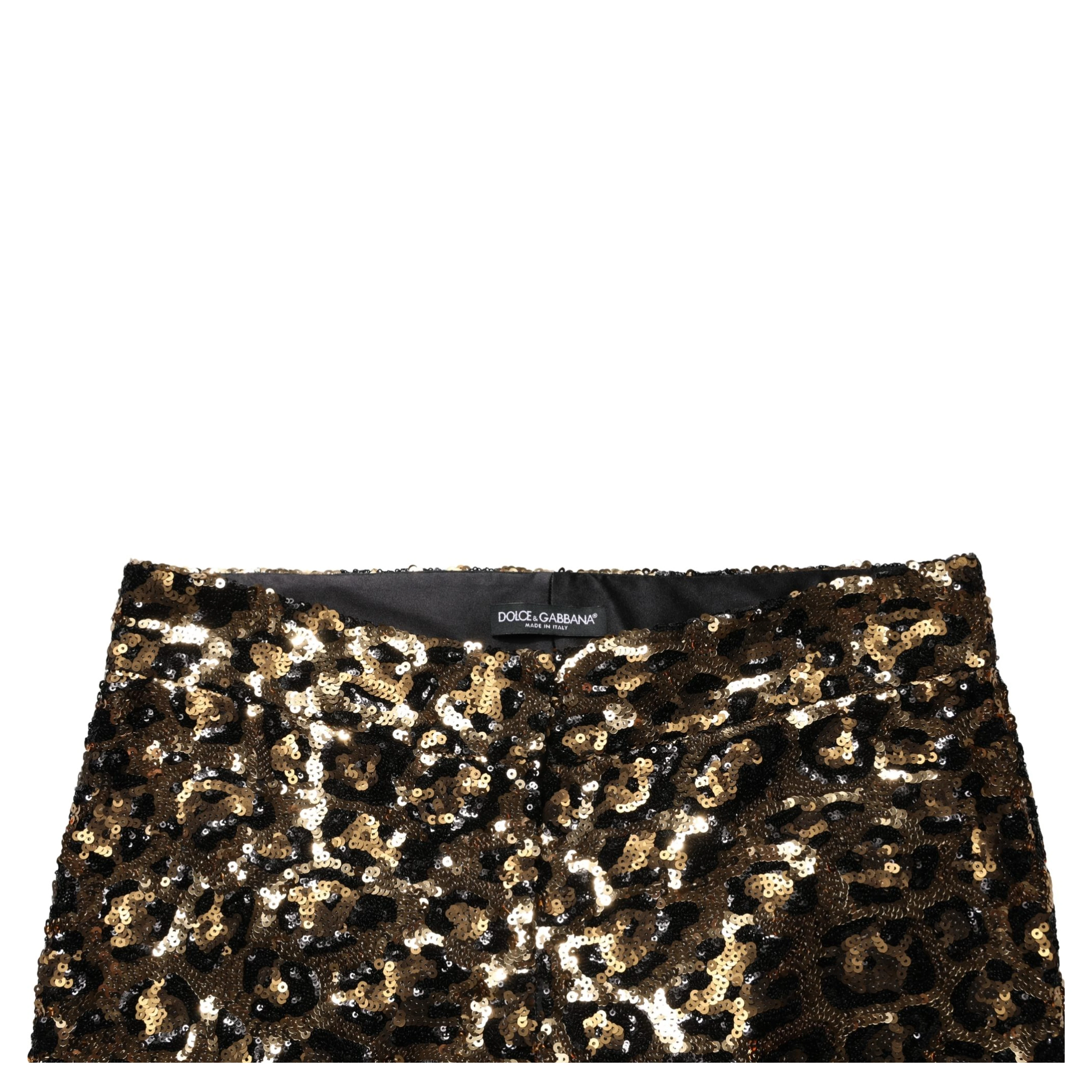 Gold Leopard Sequined Straight Trouser Pants