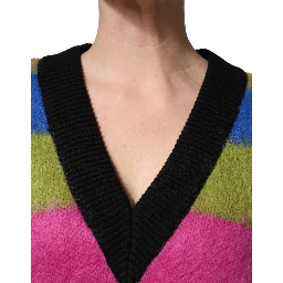 Multicolor Stripes V-neck Pullover Sweater