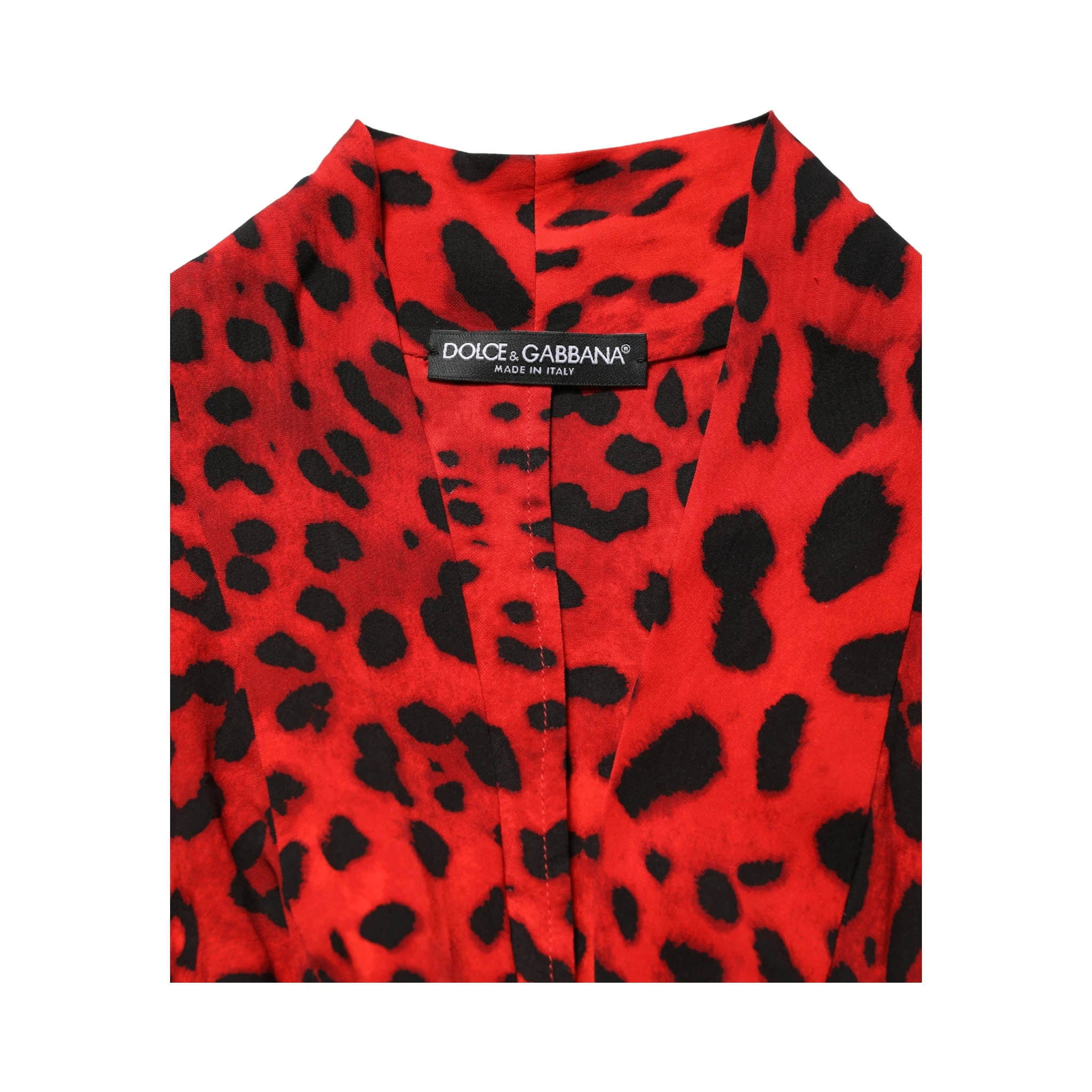 Red Leopard Print Long Sleeves Blouse Top