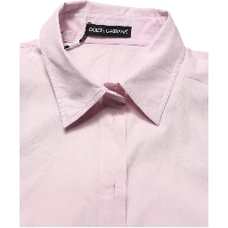 LightPink Cotton Collared Buttoned Blouse  Top