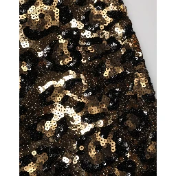 Gold Leopard Sequined Straight Trouser Pants