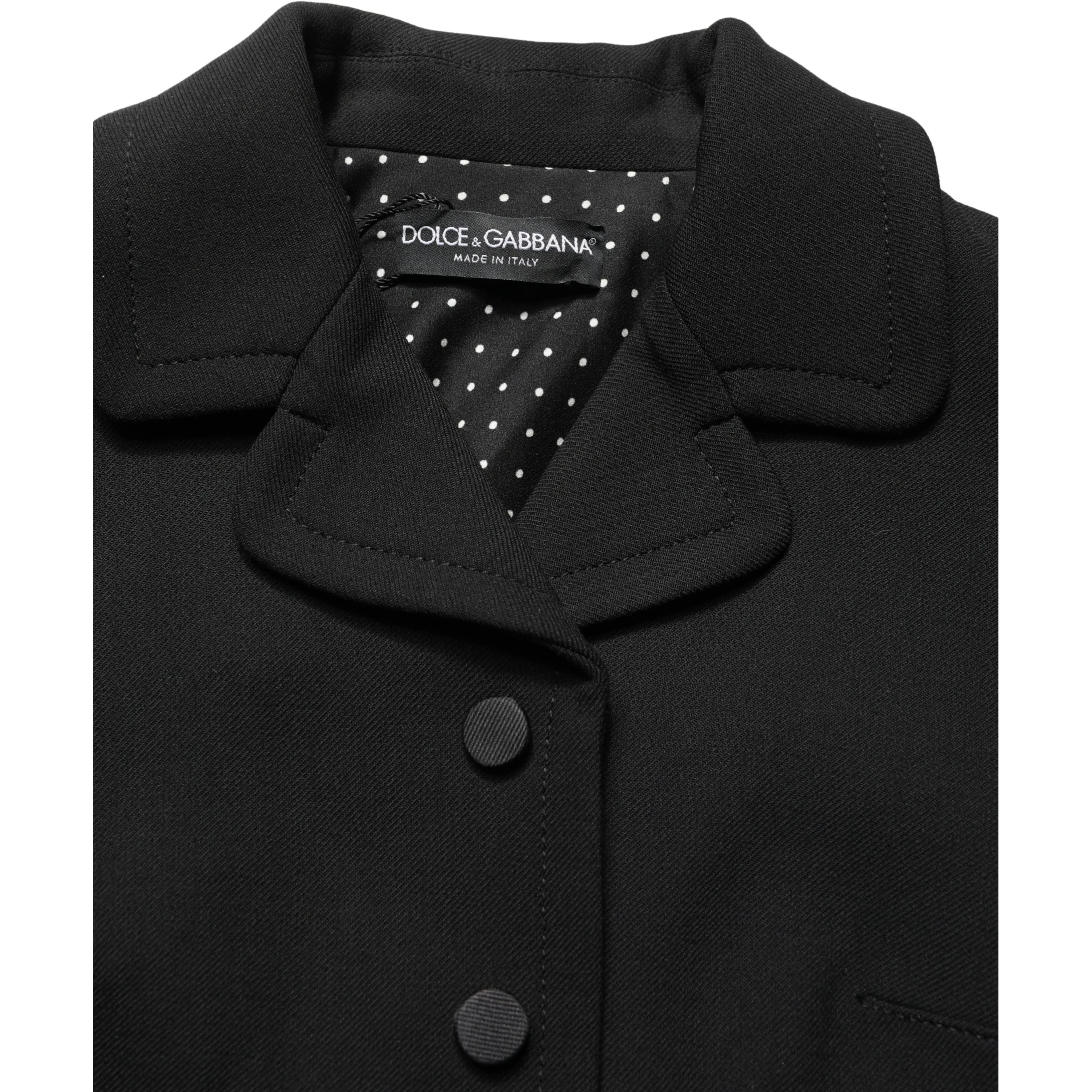 Black Collared Short Sleeves Cropped Blouse Top