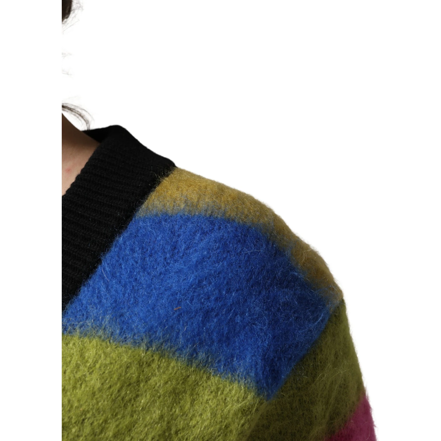 Multicolor Stripes V-neck Pullover Sweater