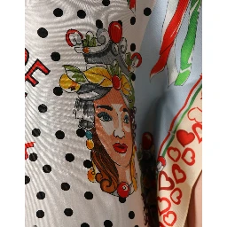 Multicolor Italy Scenes Graphic Silk Top