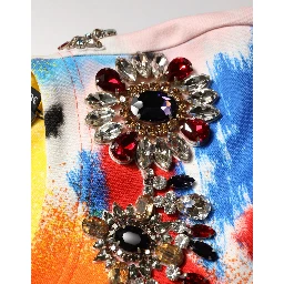 Multicolor Graffiti Crystals Crop Jersey Top