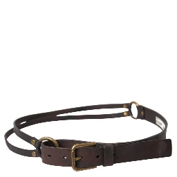 Dark Brown Leather Gold Metal Buckle Women Belt