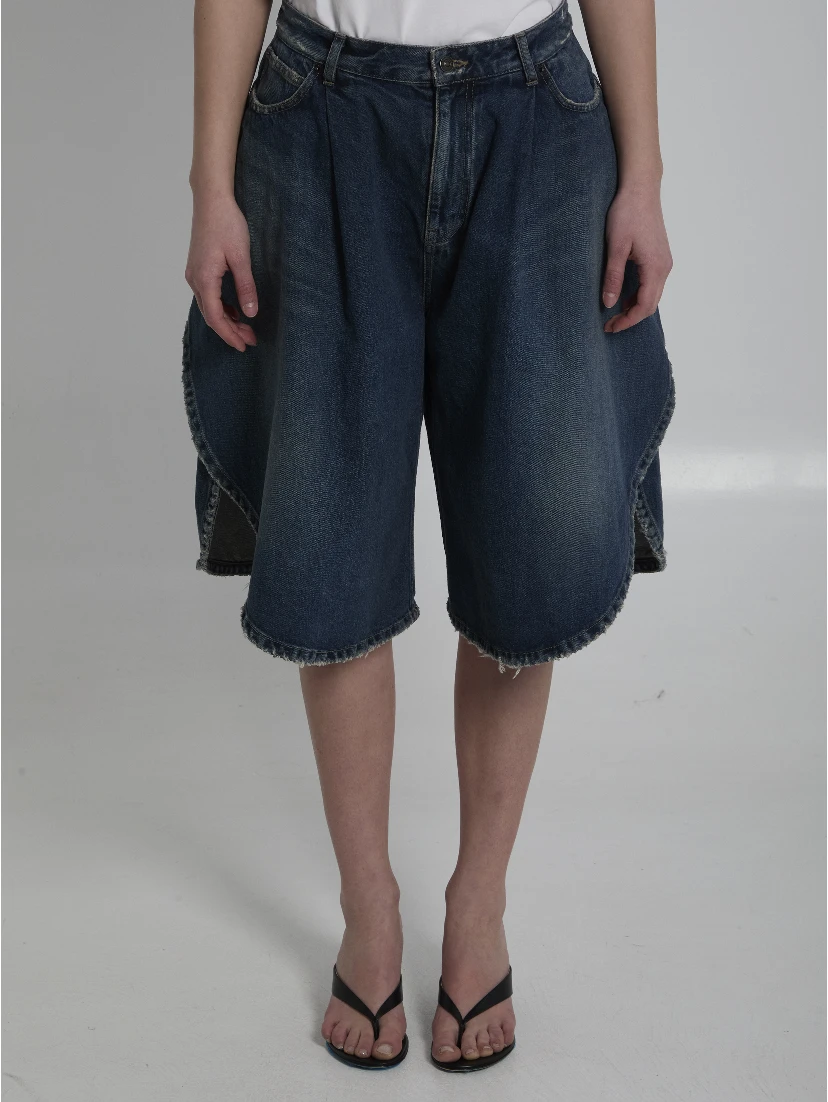 Dark ocean tulip shorts