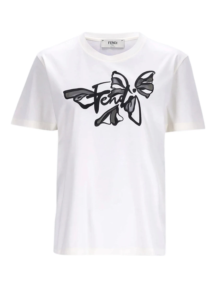 تيشيرتات وبولو من فندي باللون الأبيض