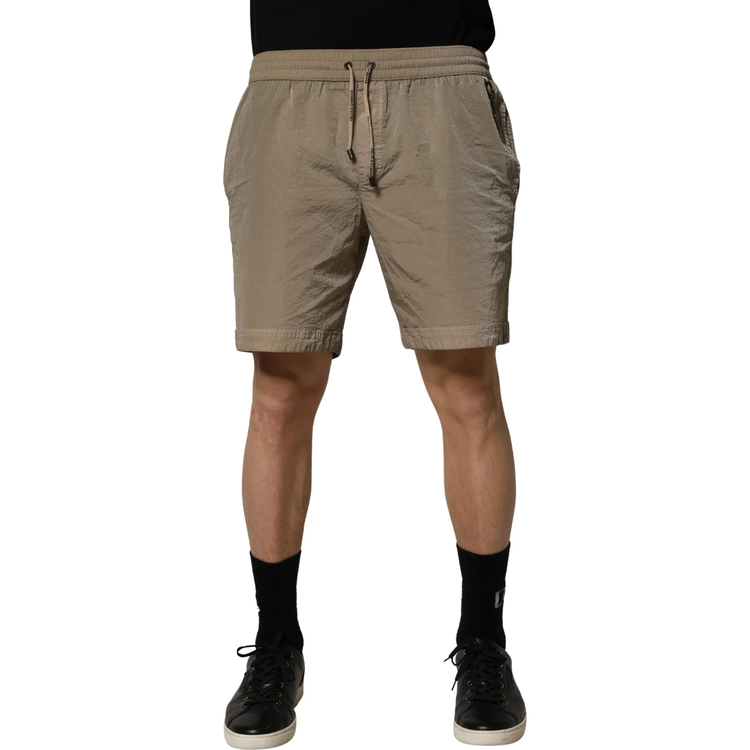 Brown Nylon Drawstring Swim Shorts Swimwear