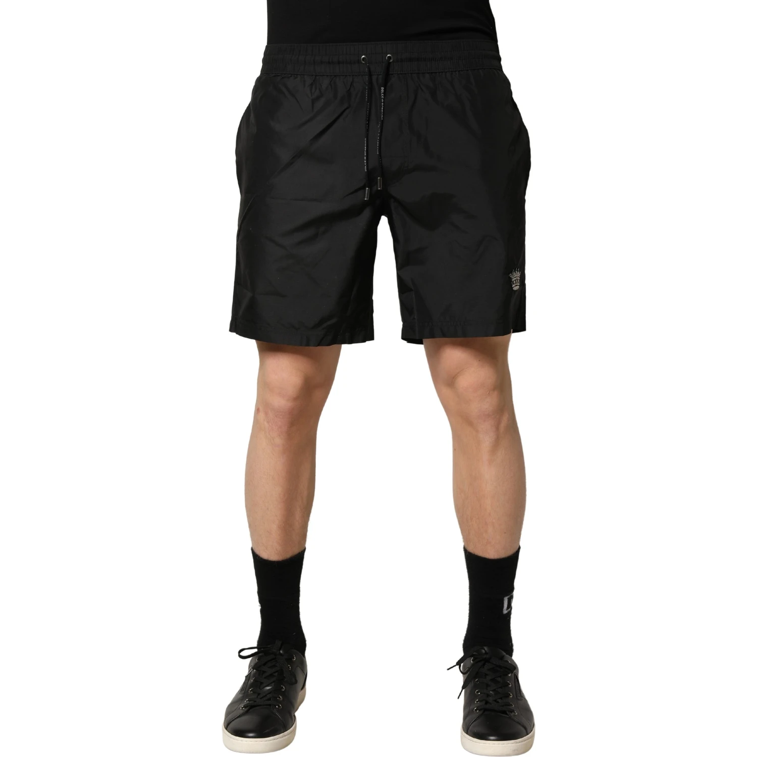 Black Polyester Drawstring Men Shorts Swimwear