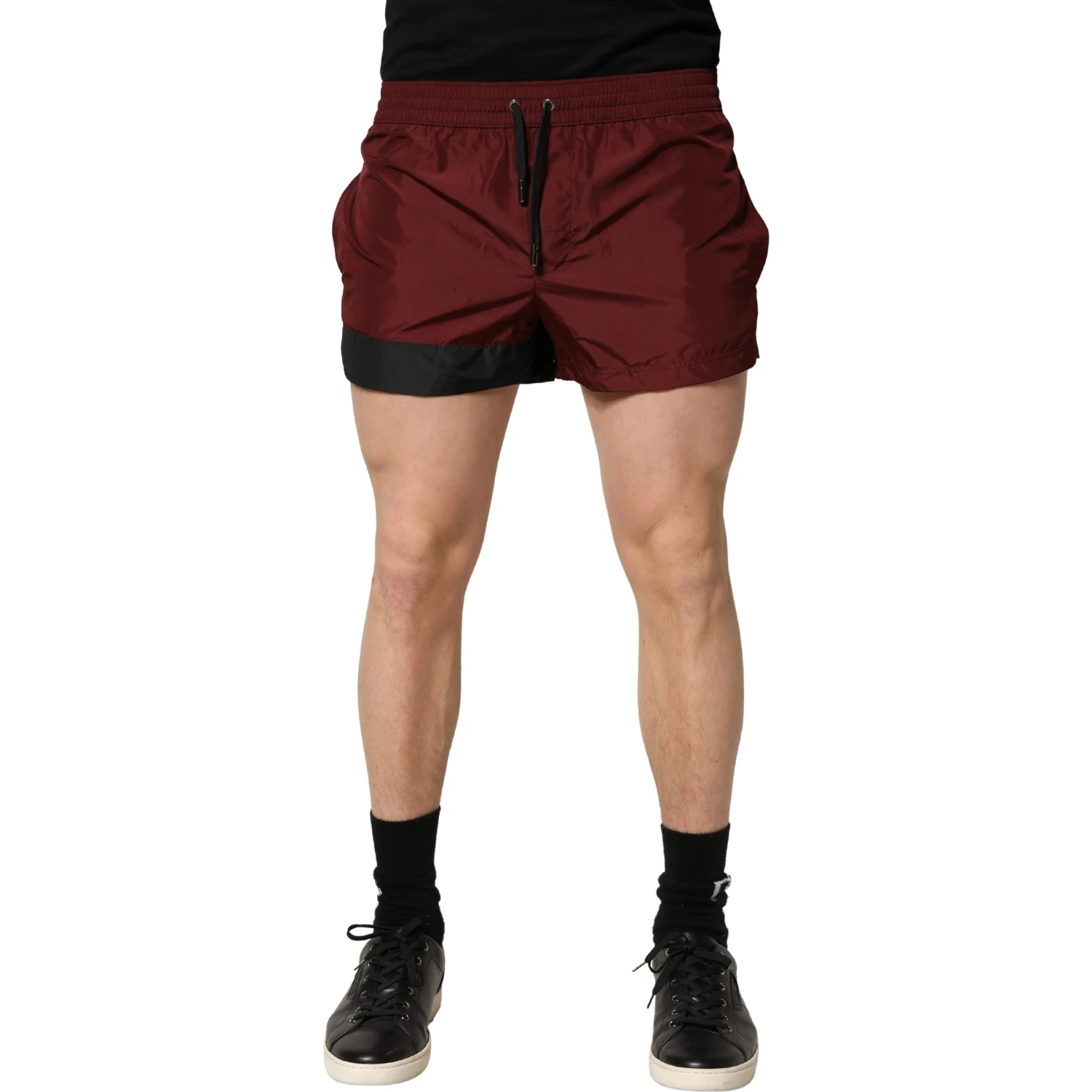 Maroon Polyester Drawstring Shorts Swimwear
