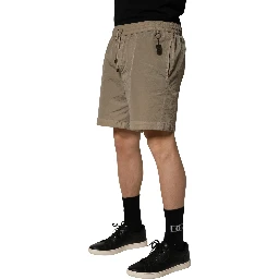 Brown Nylon Drawstring Swim Shorts Swimwear
