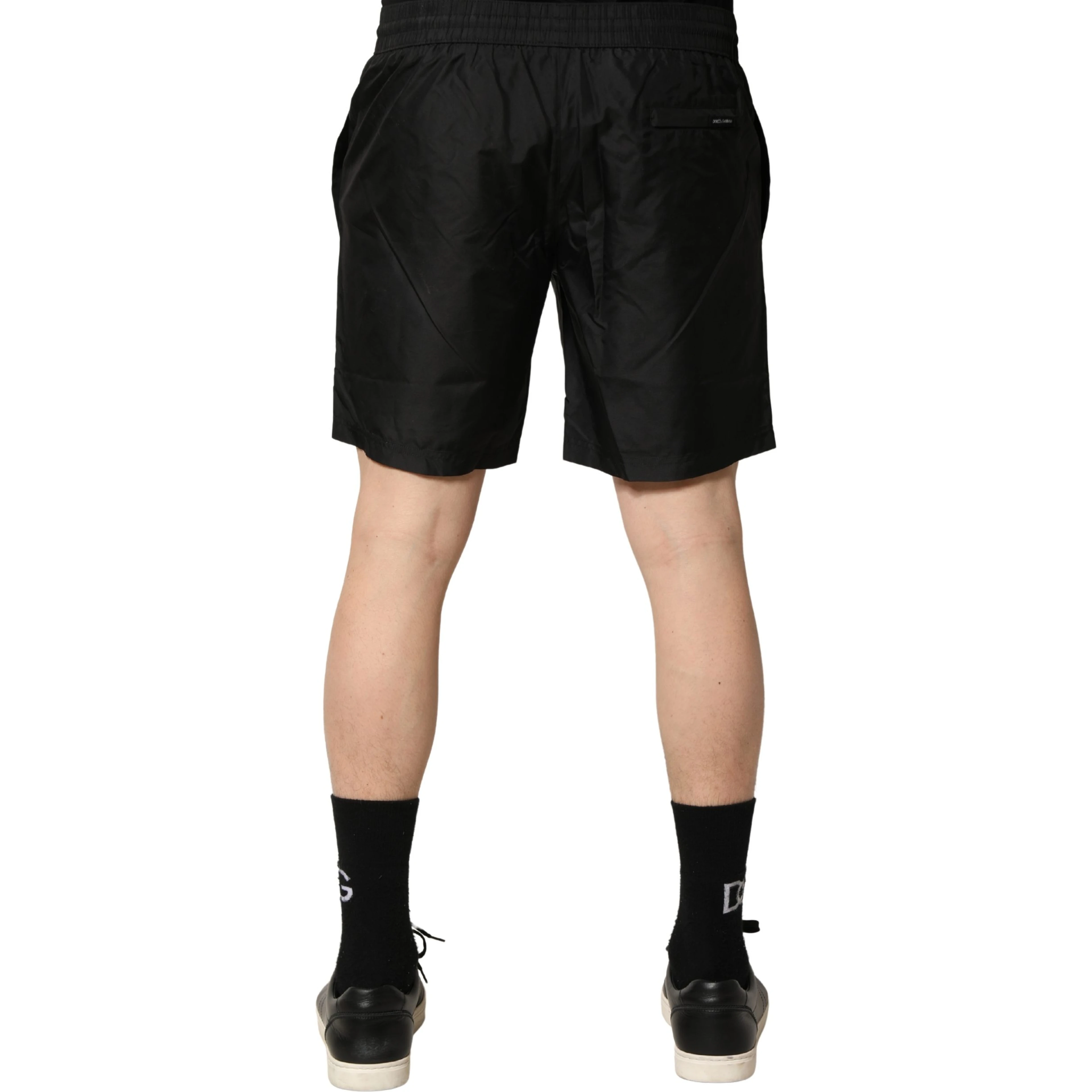 Black Polyester Drawstring Men Shorts Swimwear