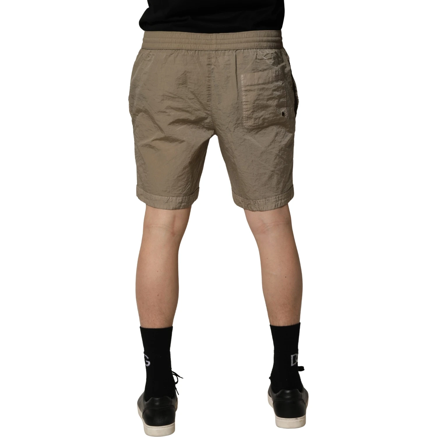 Brown Nylon Drawstring Swim Shorts Swimwear