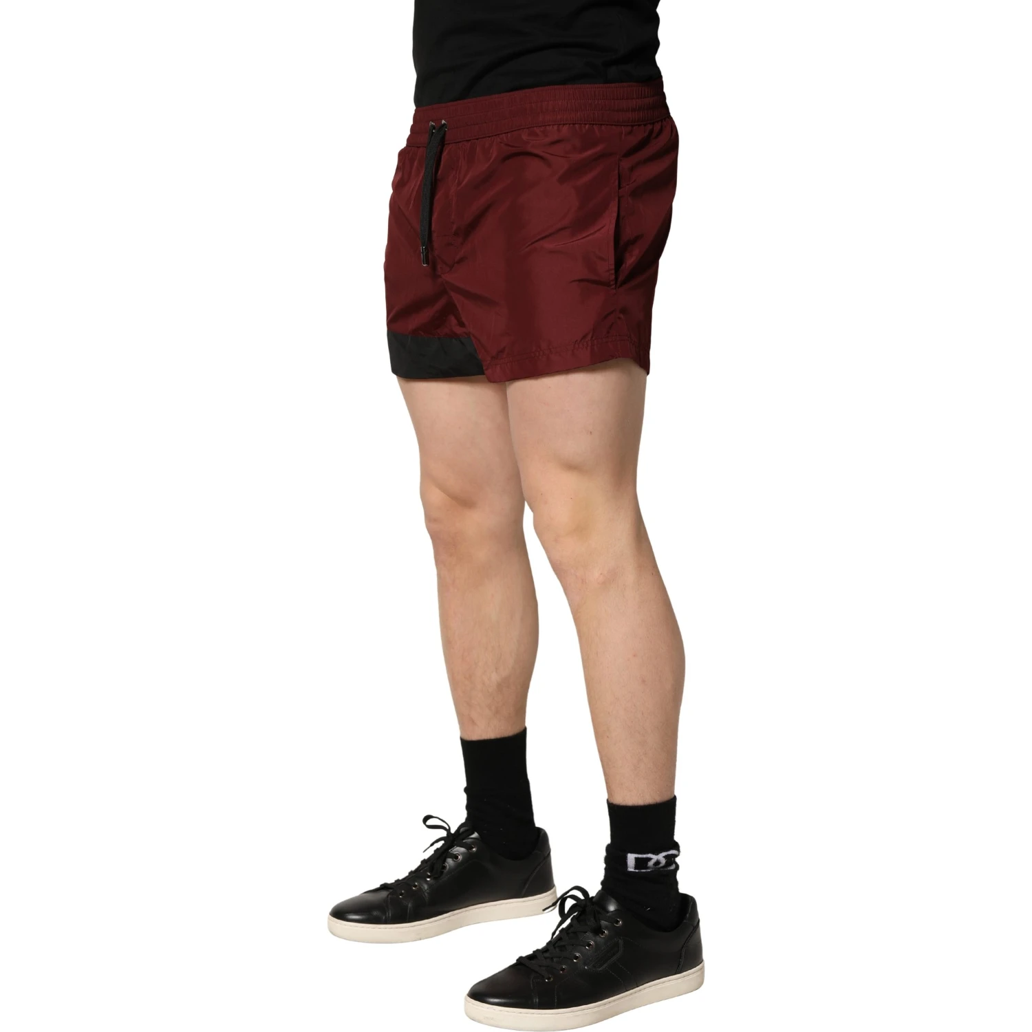 Maroon Polyester Drawstring Shorts Swimwear