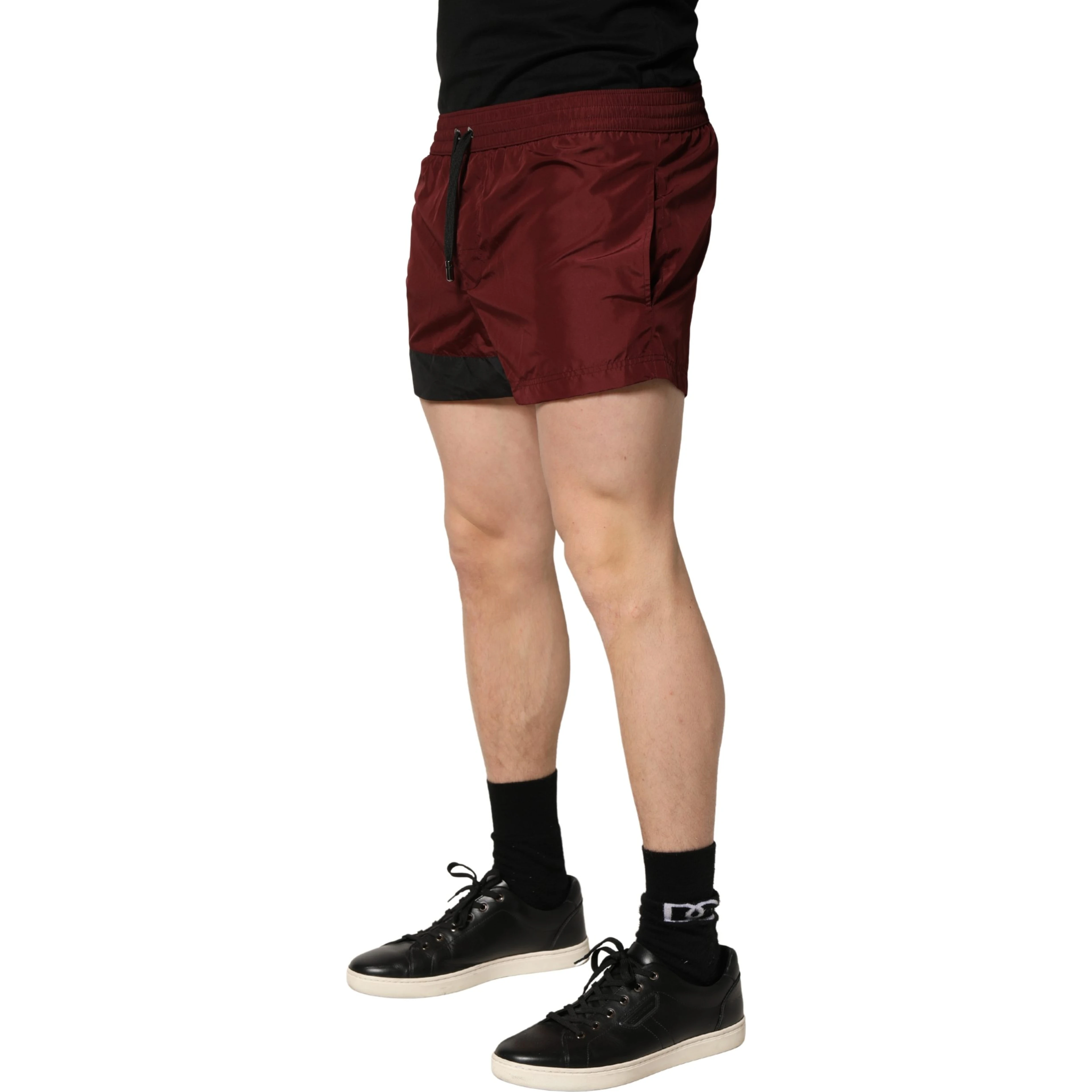 Maroon Polyester Drawstring Shorts Swimwear