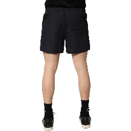 Black Cotton Elastic Waist Swim Shorts Swimwear