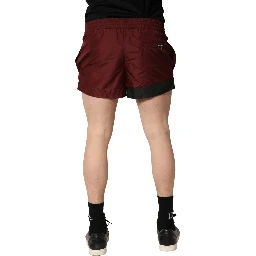 Maroon Polyester Drawstring Shorts Swimwear