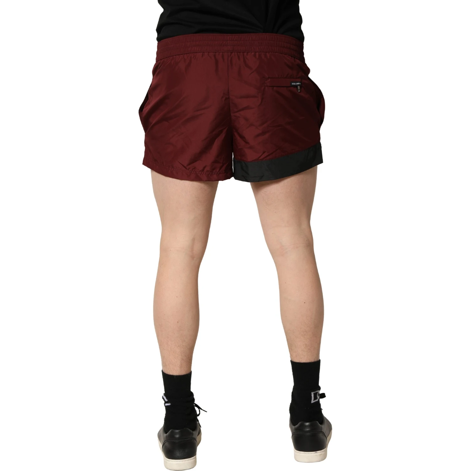 Maroon Polyester Drawstring Shorts Swimwear