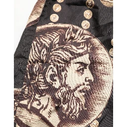 Black Roman Coin Print Swim Shorts Swimwear