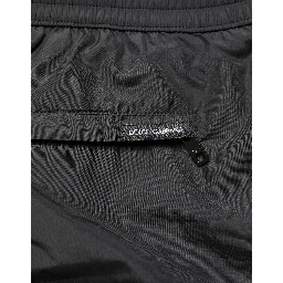 Black Polyester Drawstring Men Shorts Swimwear