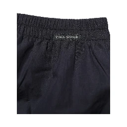Black Cotton Elastic Waist Swim Shorts Swimwear