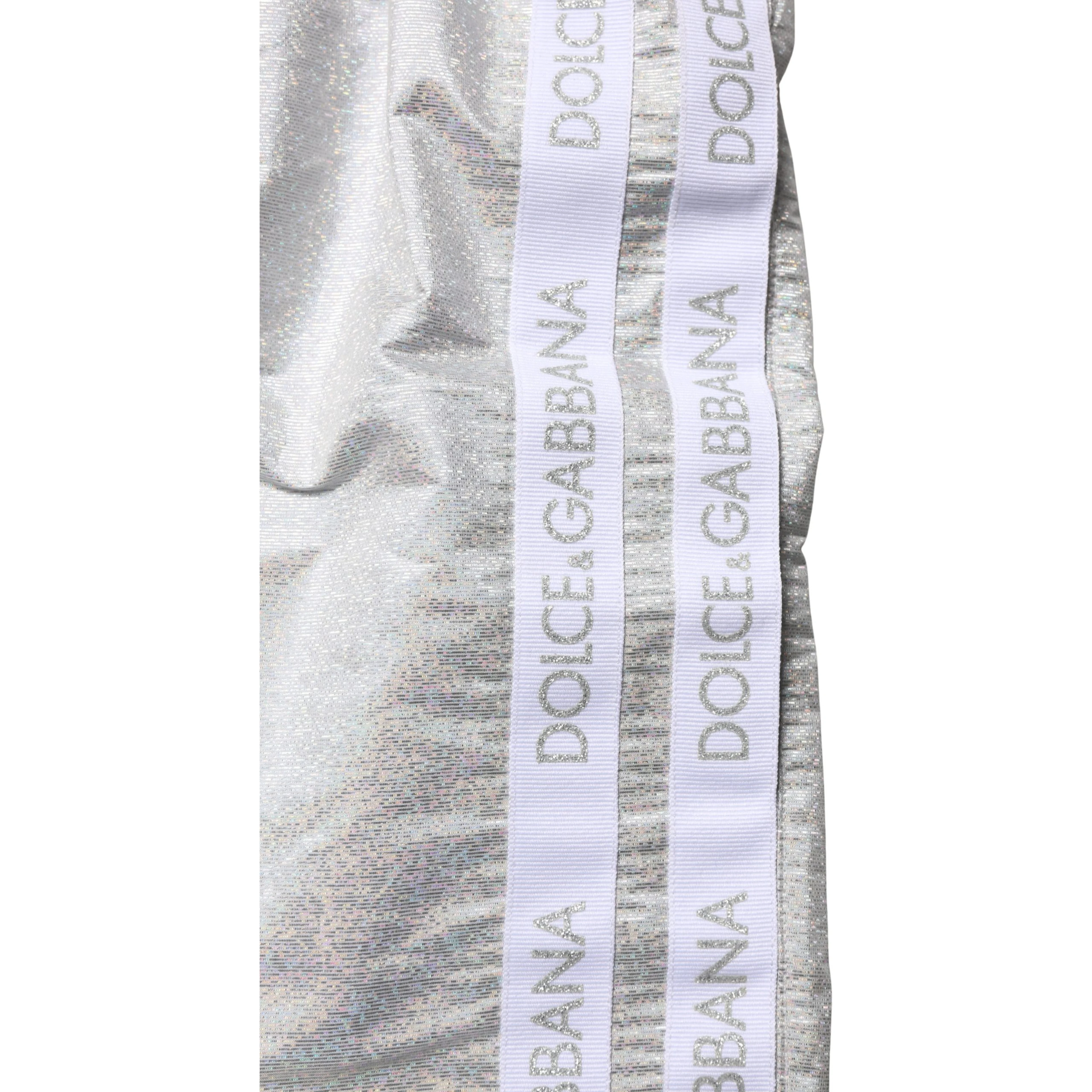 Silver Polyester Drawstring Men Shorts Swimwear