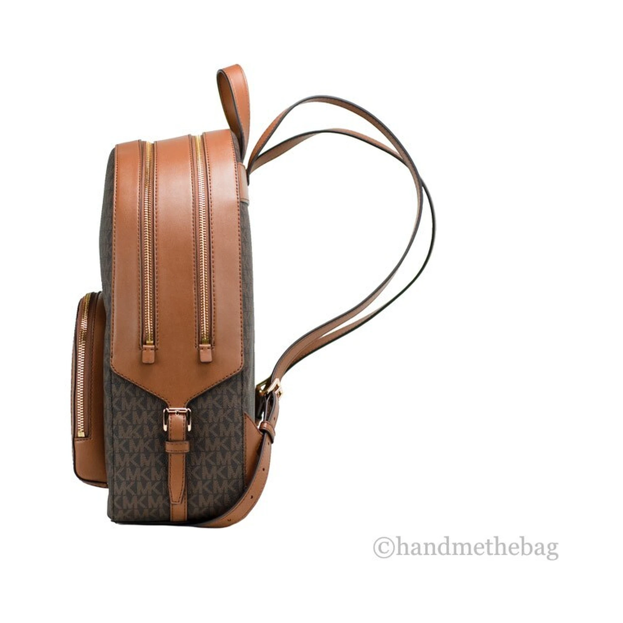 Michael Kors Jaycee Large Brown Signature PVC Shoulder Backpack Bookbag