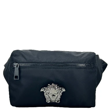 Versace Medusa Black Nylon Belt Bag Waist Fanny Pack Purse