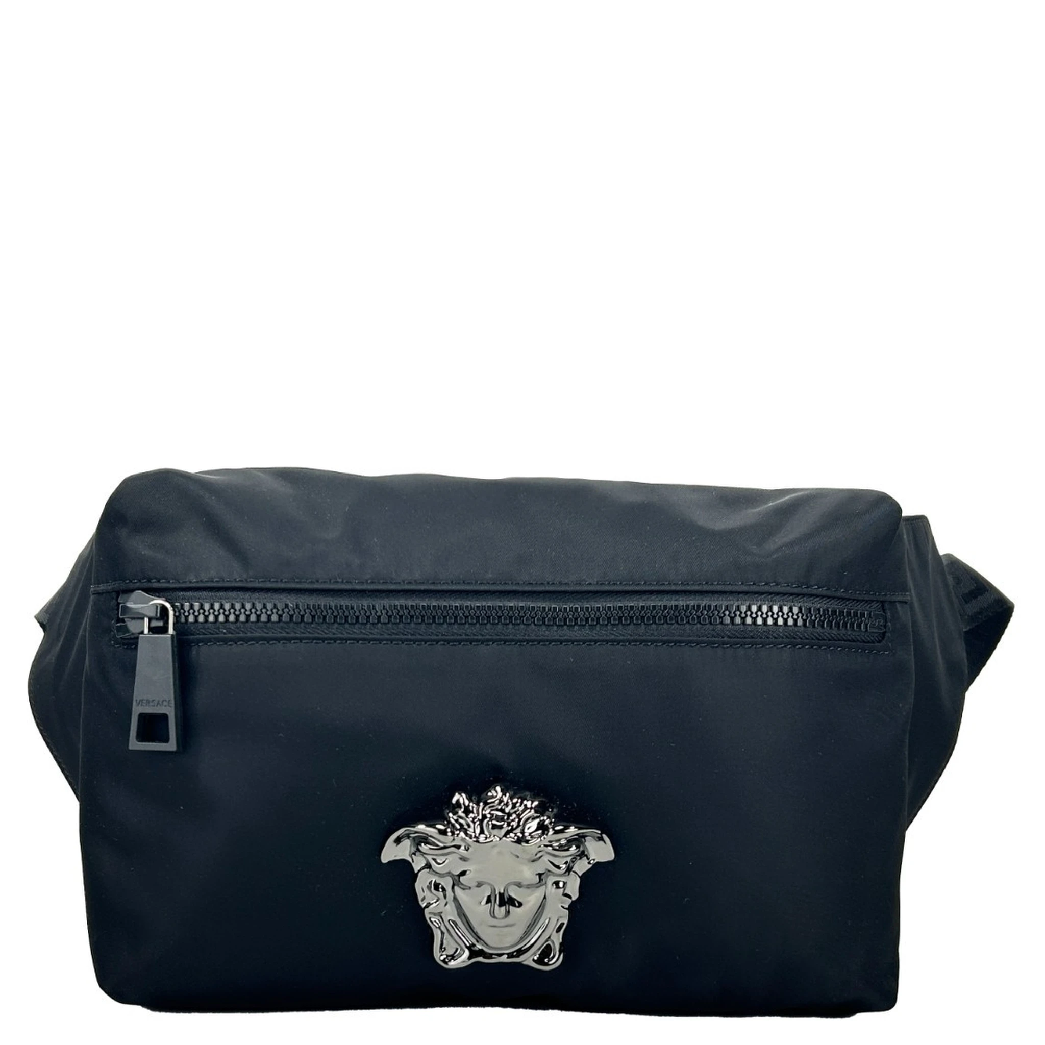 Versace Medusa Black Nylon Belt Bag Waist Fanny Pack Purse