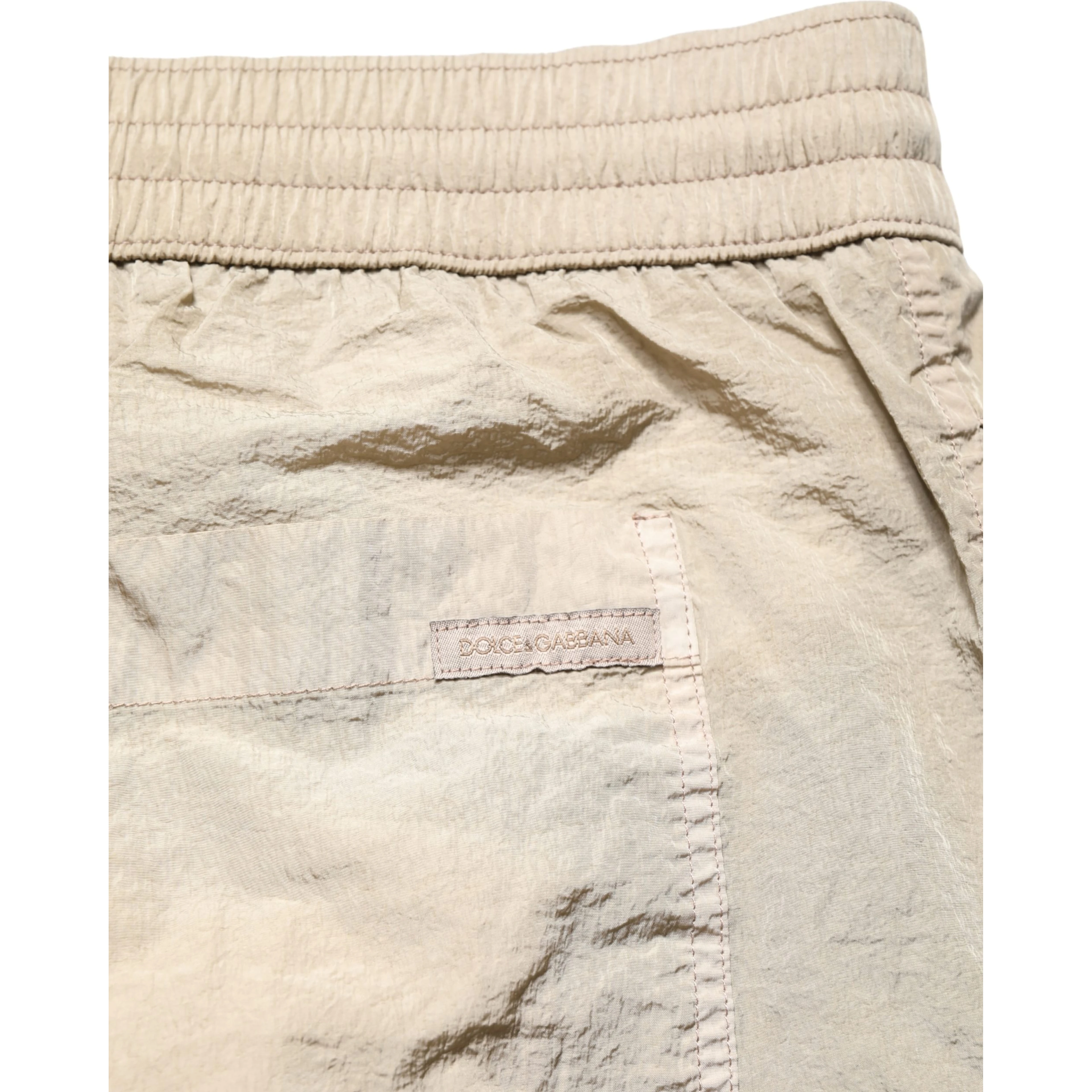 Brown Nylon Drawstring Swim Shorts Swimwear