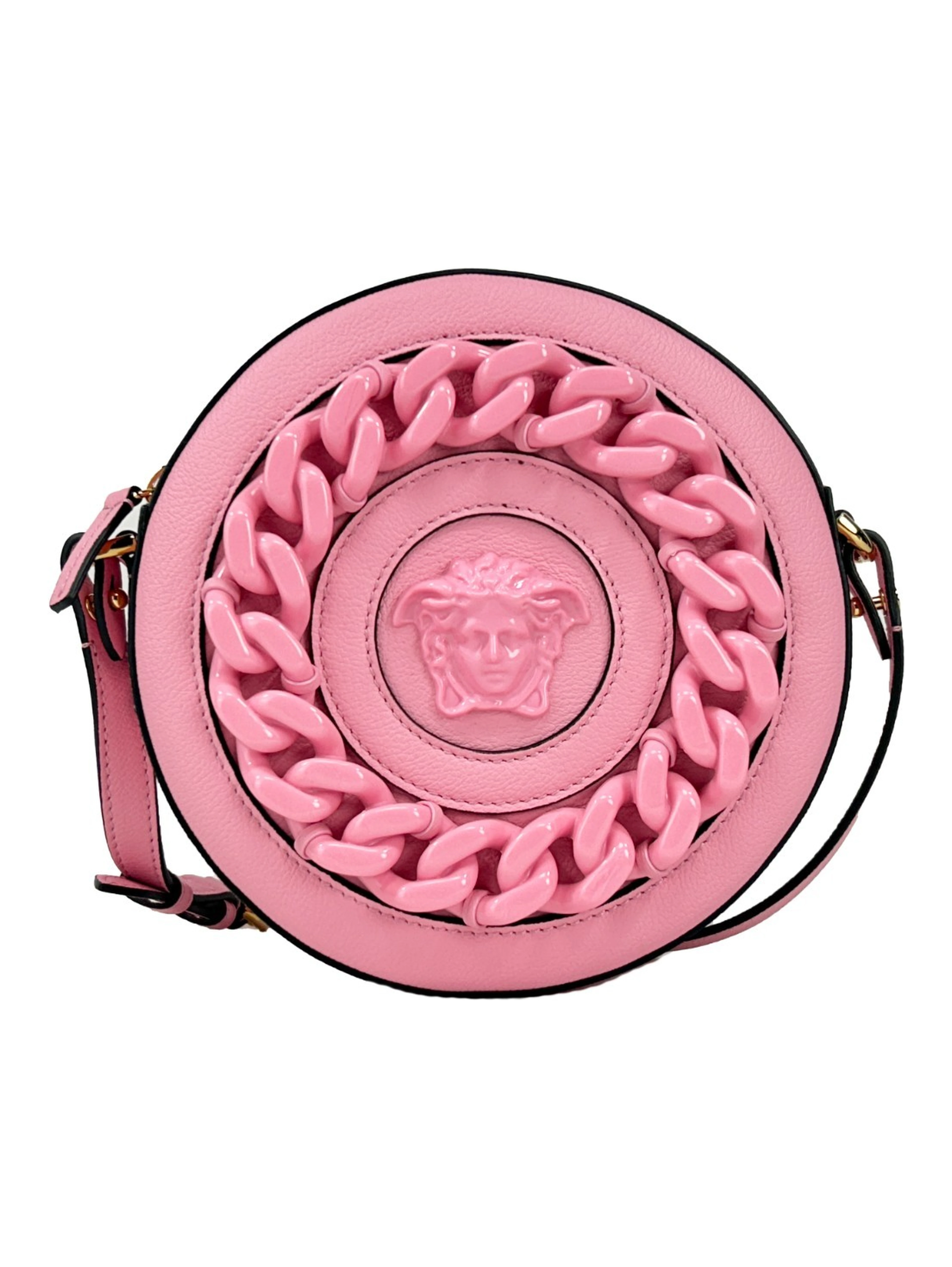 Versace Round Disco Leather Camera Case Crossbody Bag