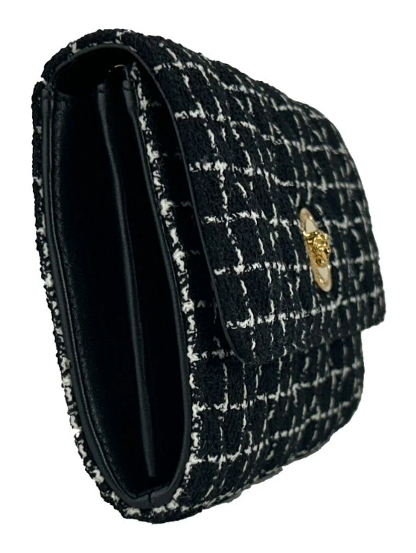 Versace Wallet On A Chain Fabric Black Crossbody Bag
