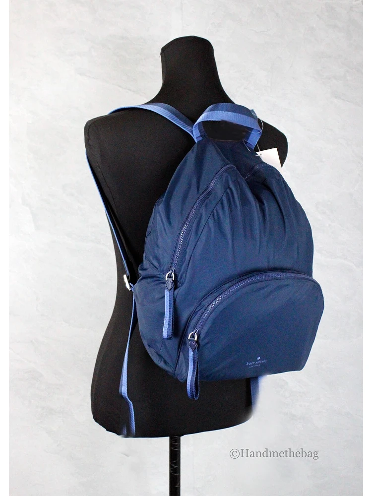 Kate Spade Arya Medium Nylon Nightcap Blue Packable Backpack BookBag Bag alternative