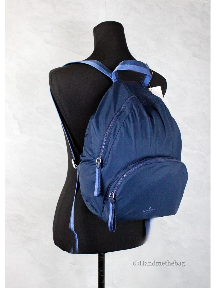 Kate Spade Arya Medium Nylon Nightcap Blue Packable Backpack BookBag Bag