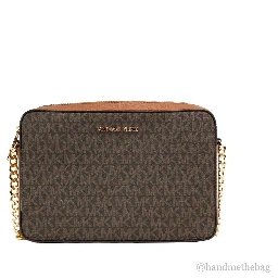 Michael Kors Women'S Jet Set East West Crossbody Handbag Saffiano, Brown Gold, Large