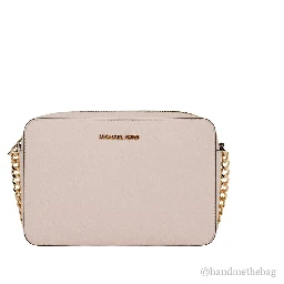 Michael Kors Adult Saffiano Leather East West Crossbody Handbag With 2 Slit Pockets, Blush