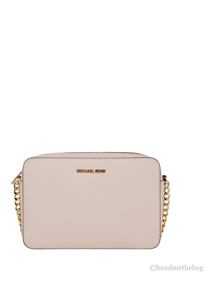 Michael Kors Adult Saffiano Leather East West Crossbody Handbag With 2 Slit Pockets, Blush