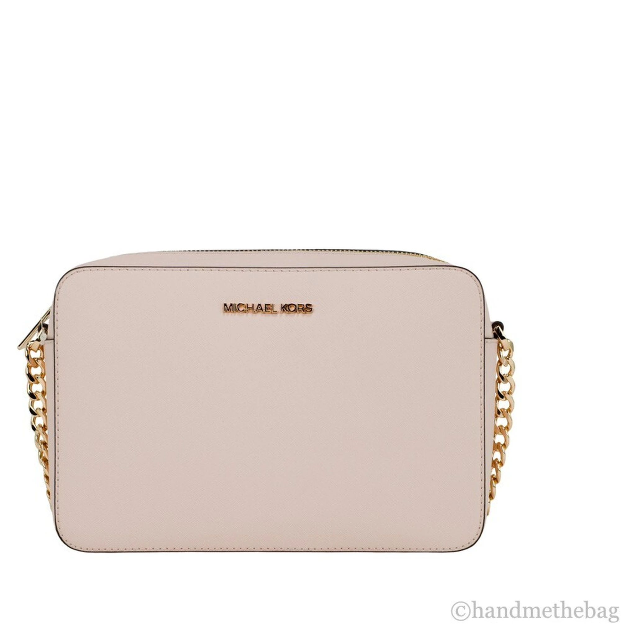 Michael Kors Adult Saffiano Leather East West Crossbody Handbag With 2 Slit Pockets, Blush